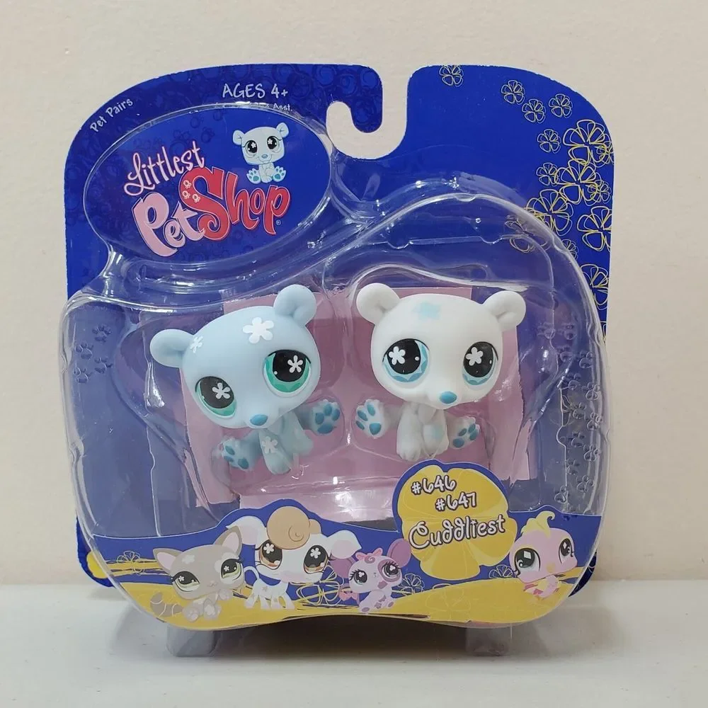 NIB AUTHENTIC Littlest Pet Shop Pairs Twin Polar Bears #646‎ #647 LPS Cuddliest